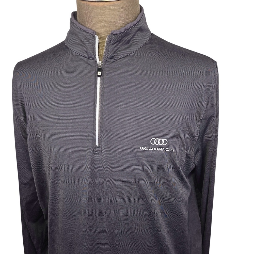 FootJoy Men's XL Gray Micro Stripe Audi Oklahoma City Quarter-Zip Golf Pullover.